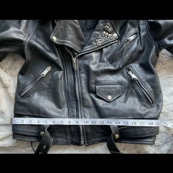 VINTAGE 100% leather black motorcycle jacket size medium/large - Picture 13 of 16